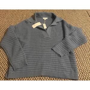 NWT Haven Well Within Organic Cotton Open Stitch Johnny Collar Sweater Medium